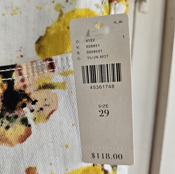 NWT Anthropologie High Rise Bootcut White/yellow jeans Size 29 - Picture 4 of 11